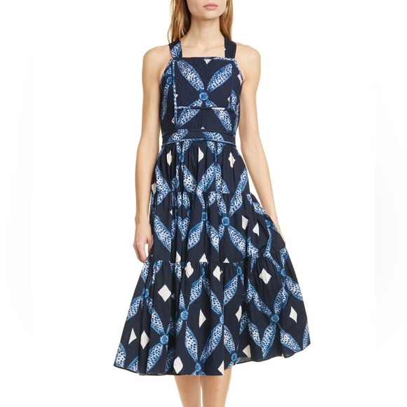 Ulla Johnson Jiya Blue Quilted Midi Dress - Picture 2 of 12